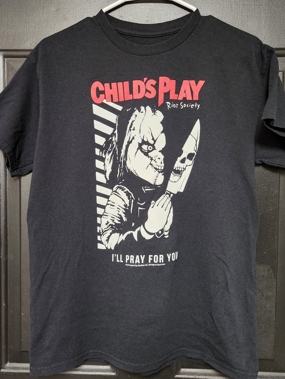 Child's Play x Riot Society Adult Medium Black T-Shirt Chucky I'll Pray For You